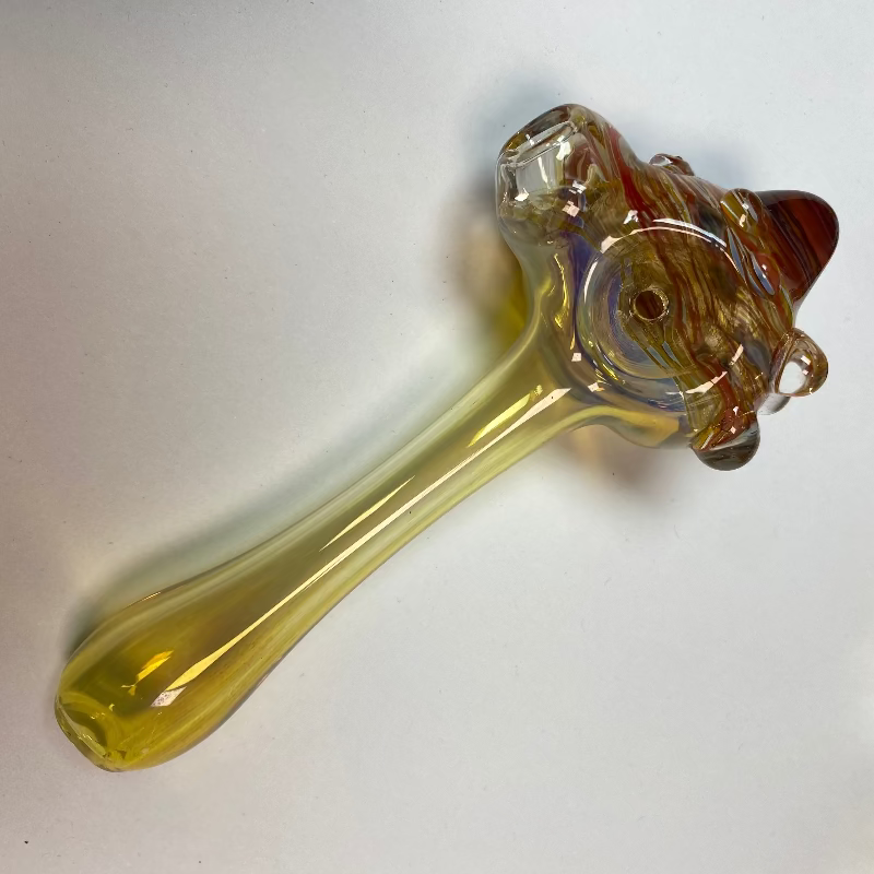 Backwoods Glass 5" Silver Fumed Hand Pipe – Red/Amber Wrap & Rake