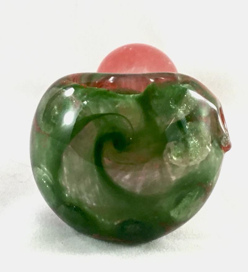 Red and Green Fritted Hand Pipe - SGS - Antonio Casale