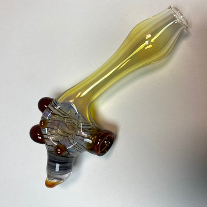 Backwoods Glass 3.5" Silver Fumed Hand Pipe – Blues, Grays & Amber Accents