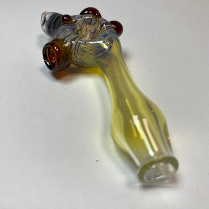 Backwoods Glass 3.5" Silver Fumed Hand Pipe – Blues, Grays & Amber Accents