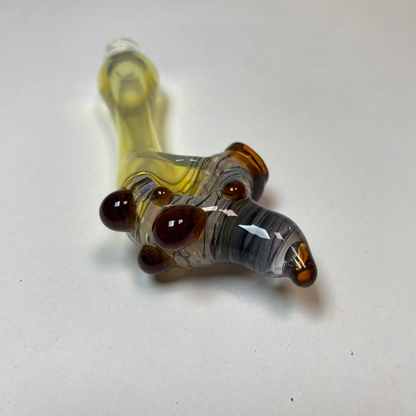 Backwoods Glass 3.5" Silver Fumed Hand Pipe – Blues, Grays & Amber Accents