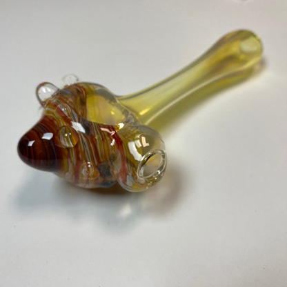 Backwoods Glass 5" Silver Fumed Hand Pipe – Red/Amber Wrap & Rake