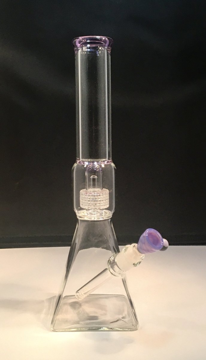 15" Pyramid Base Water Pipe with Purple Accents - SGS - Unbranded