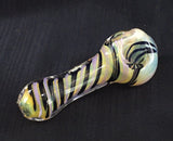 Double Bowl Spiral Wrapped in Pink & Black Hand Pipe - SGS - Oregon Glass