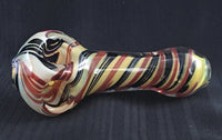 Double Bowl Spiral Wrapped in Red & Black Hand Pipe - SGS - Oregon Glass