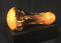 Flaming Orange & Black Frit Hand Pipe - SGS - Oregon Glass
