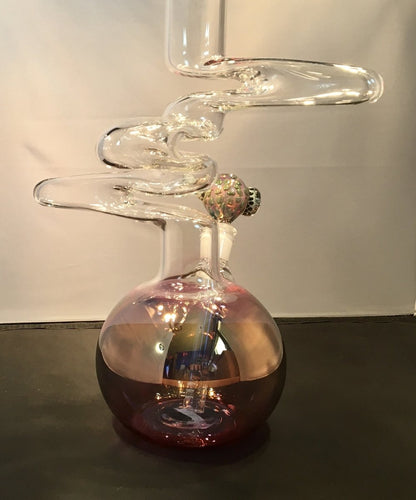 Gold Fumed x bend Bubble Base Bong - SGS - Oregon Glass