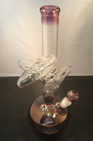Gold Fumed x bend Bubble Base Bong - SGS - Oregon Glass