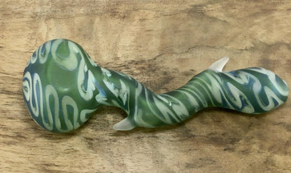 Green Multi Hole Sandblasted "Z" Hand Pipe With Built-in Ash Control - SGS - SGS