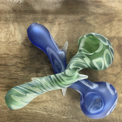 Green Multi Hole Sandblasted "Z" Hand Pipe With Built-in Ash Control - SGS - SGS