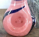 Pink and Dichro Spiral Hand Pipe with Multi Holes in bowl. - SGS - SGS