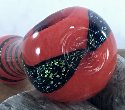 Red and Dichro Spiral Hand Pipe with Multi Holes in bowl. - SGS - SGS