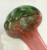 Red and Green Fritted Hand Pipe - SGS - Antonio Casale