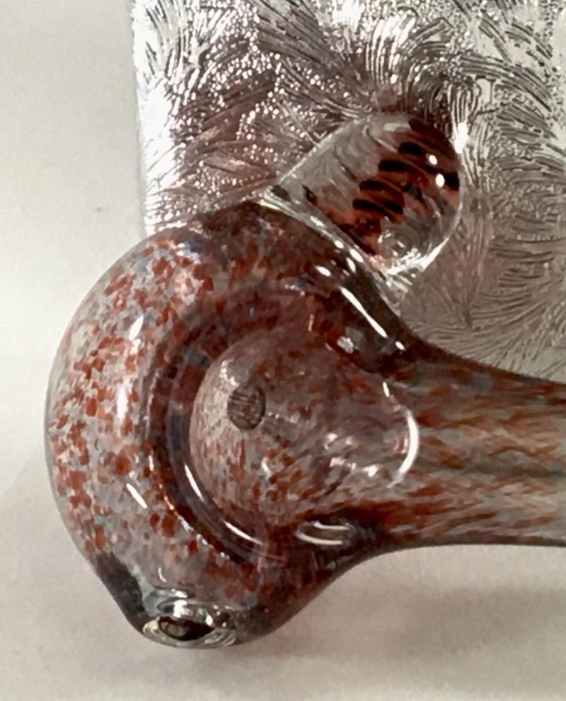 Red Fritted Hand Pipe with Red Swirl Marble - SGS - Antonio Casale