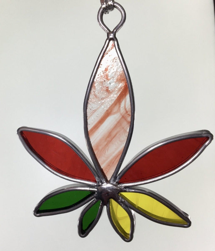Stained Glass Hemp Leaf Window Art - SGS - Suncatcher’s Heaven