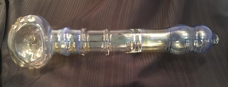 XXL Spoon Pipe - Fumed with Cobalt Stripes - SGS - SGS