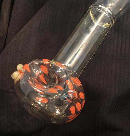XXL Spoon Pipe - Fumed with Orange / Cobalt Spots and Opaque Marbles - SGS - SGS