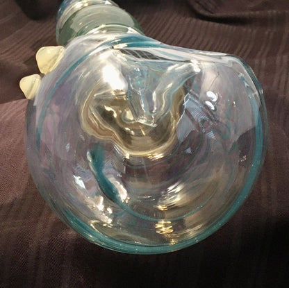 XXL Spoon Pipe - Fumed with Teal Stripes and Spots - SGS - SGS