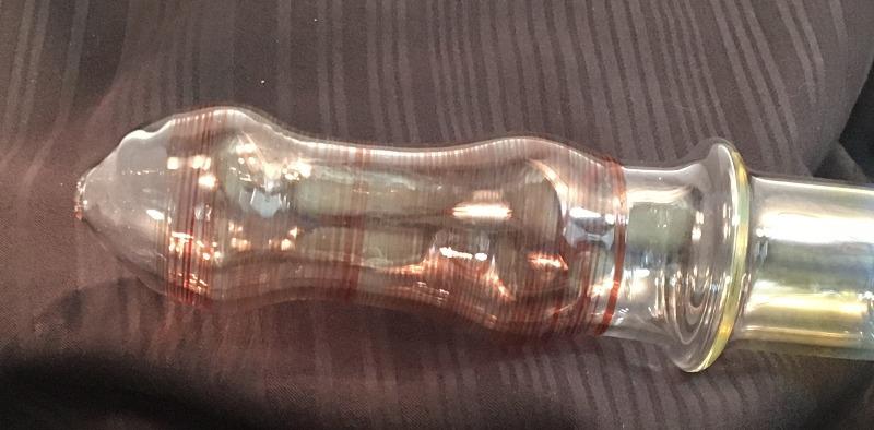 XXL Spoon Pipe - Lightly Fumed, Swirled striped in Red with Opaque Marbles - SGS - SGS