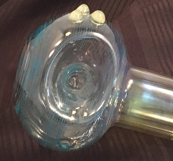 XXL Spoon Pipe - Teal Stripes Opaque Marbles - SGS - SGS